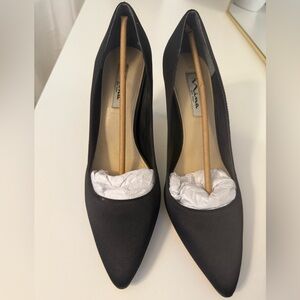 Nina Black Luster Satin Heels